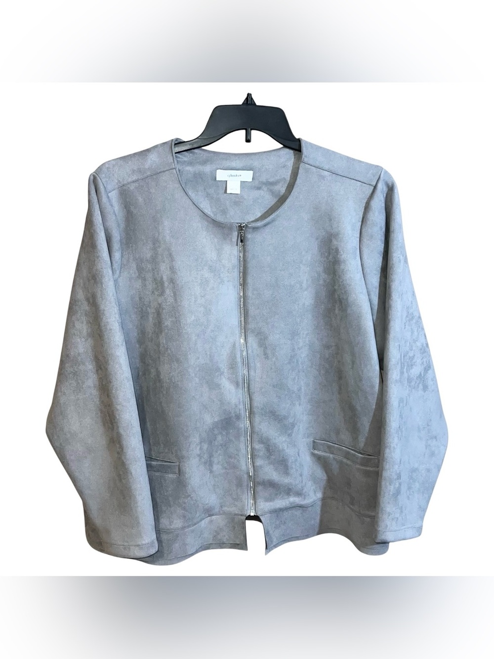 CJ Banks Casual Faux Suede Jacket Women’s 2X Grey Long Sleeve